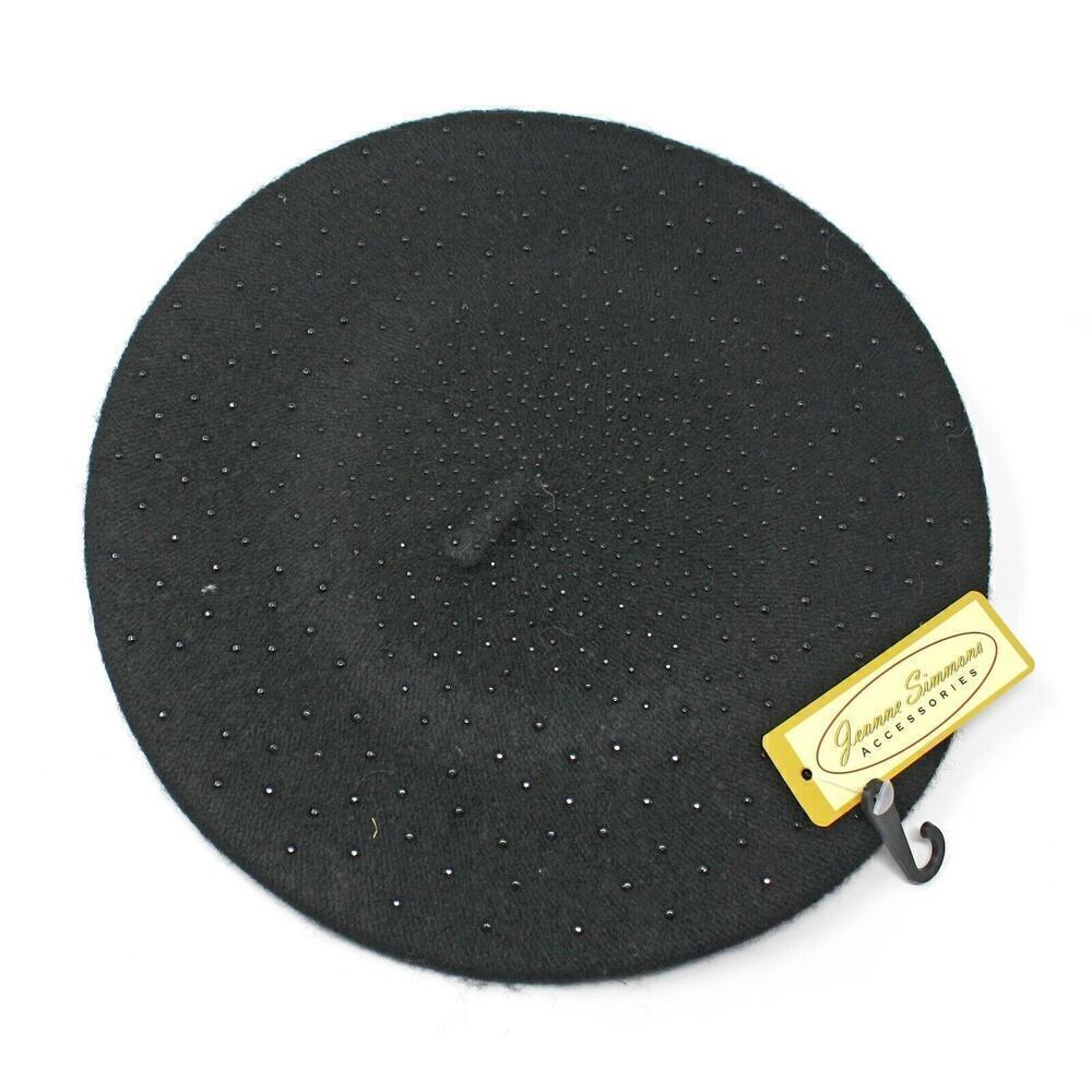 Black Beaded Beret Wool Blend Vintage Inspired Classic Style Hat - Hey Viv